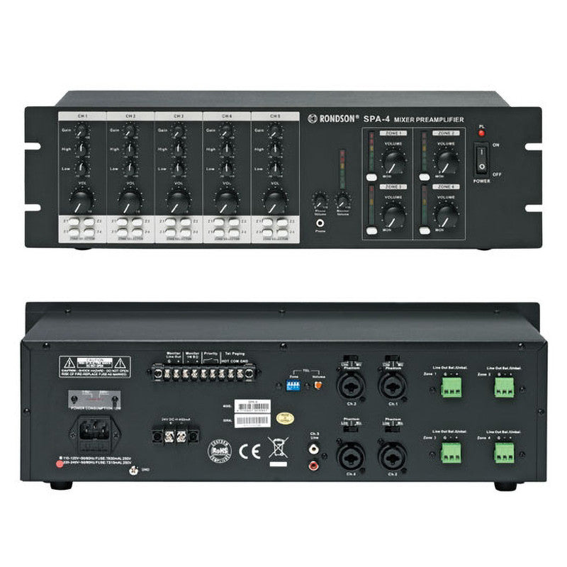 Rondson SPA-4 6 inputs preamplifier routable on 4 output zones