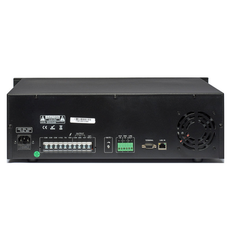 Rondson AM 240 IP-2 Amplifier / preamplifier 240 W with IP network adapter, 4/16 ohm, 70 / 100 V, 230 V, 19" 2U