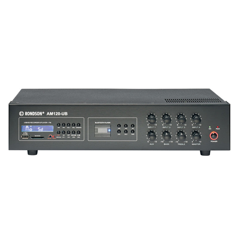 Rondson AM 120UB 120 W receiver on 100 V line, USB and bluetooth player