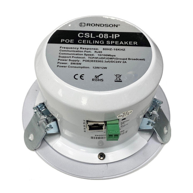 Rondson CSL-08-IP Poe 8 W active IP ceiling speaker,  PoE power supply, AM IP SOTWARE for remote managment