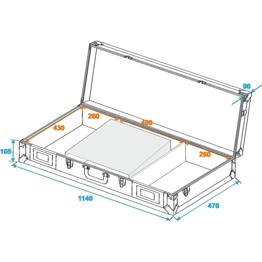 ROADINGER DS-1 FLIGHT CASE FOR 2xCDJ 19" MIXER AND LAPTOP BLACK