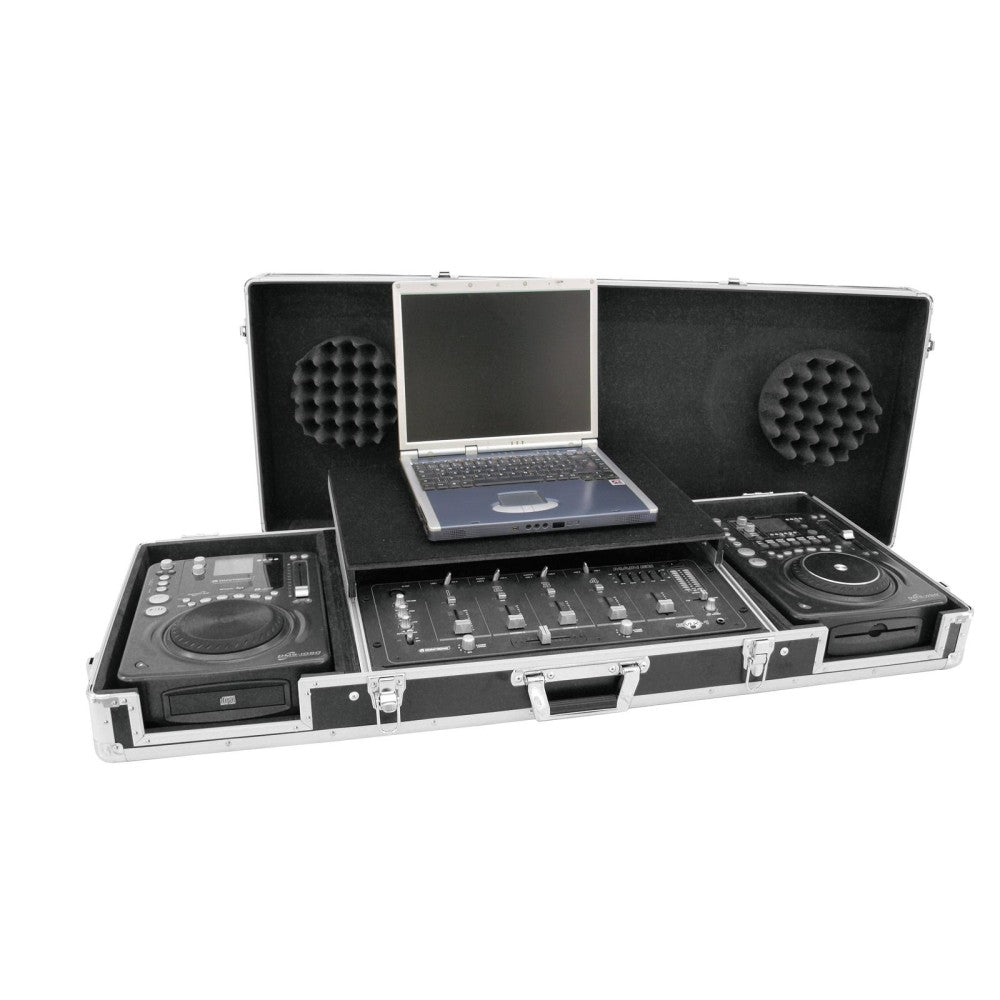 ROADINGER DS-1 FLIGHT CASE FOR 2xCDJ 19" MIXER AND LAPTOP BLACK