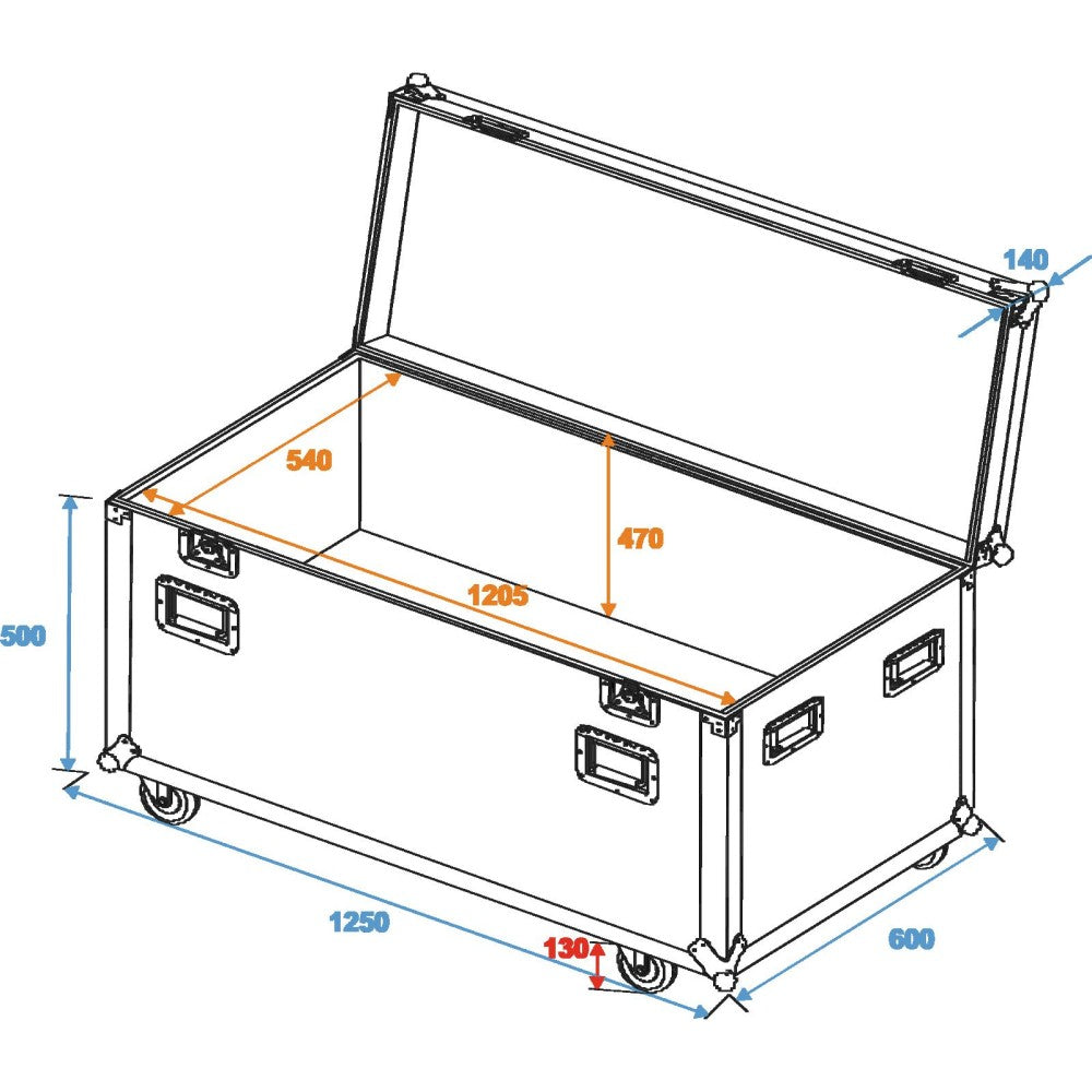 ROADINGER Tour Flight Case Universal ODV-1, 120 cm with wheels