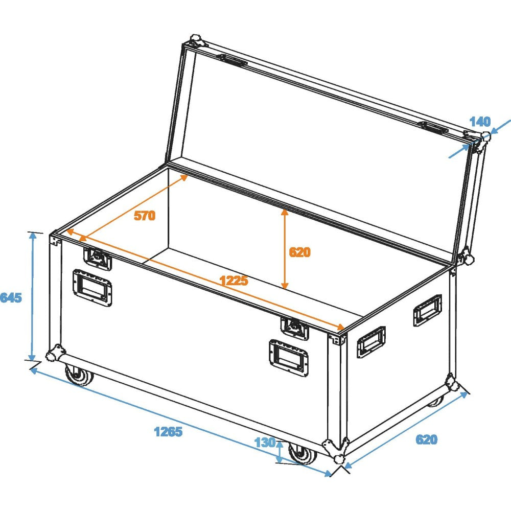 ROADINGER Tour Pro Flight case Universale, 120cm con rotelle
