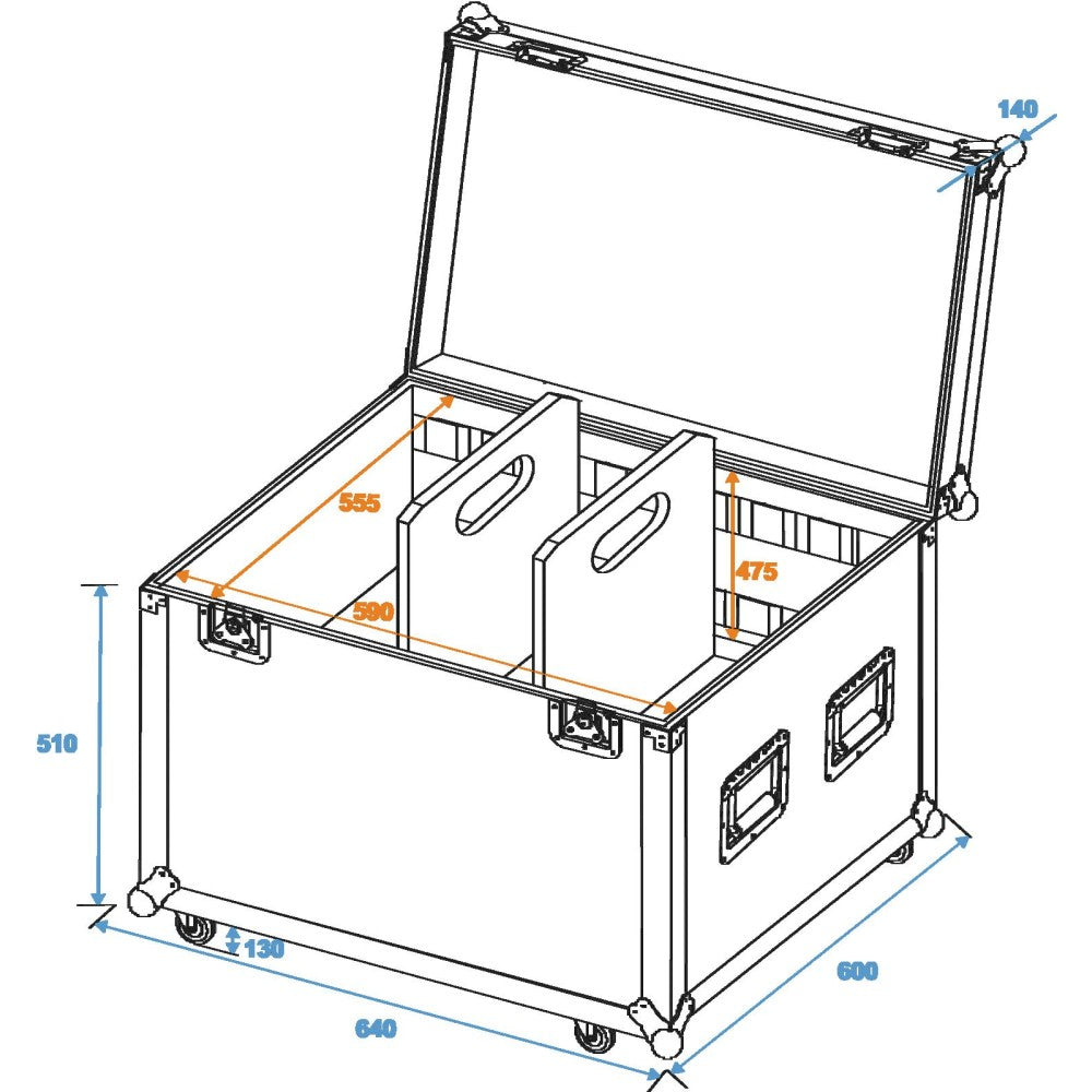 ROADINGER Tour Flight case Universale 60 cm con rotelle