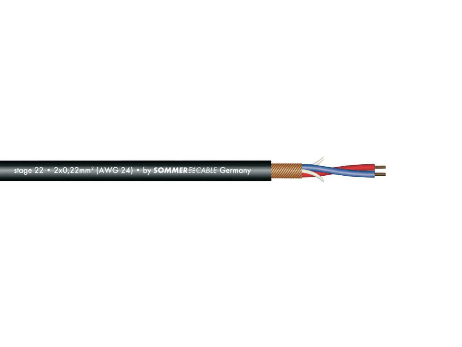 SOMMER CABLE Cavo Microfonico 2x0,22 100m nero Stage 22