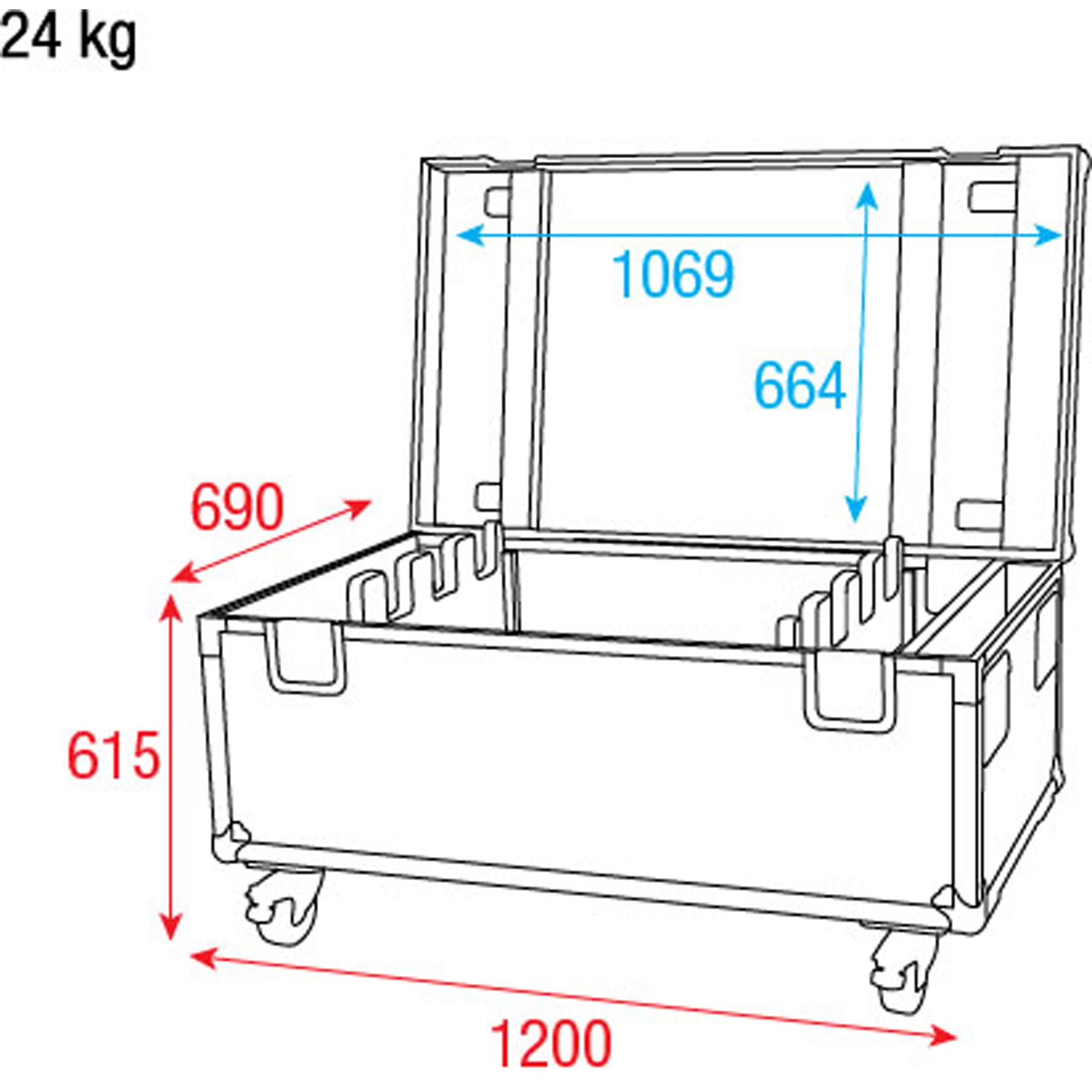 SHOWTEC Case for 8x Sunstrip LED Premium Line - with accessory compartment Premium Line - con vano per gli accessori