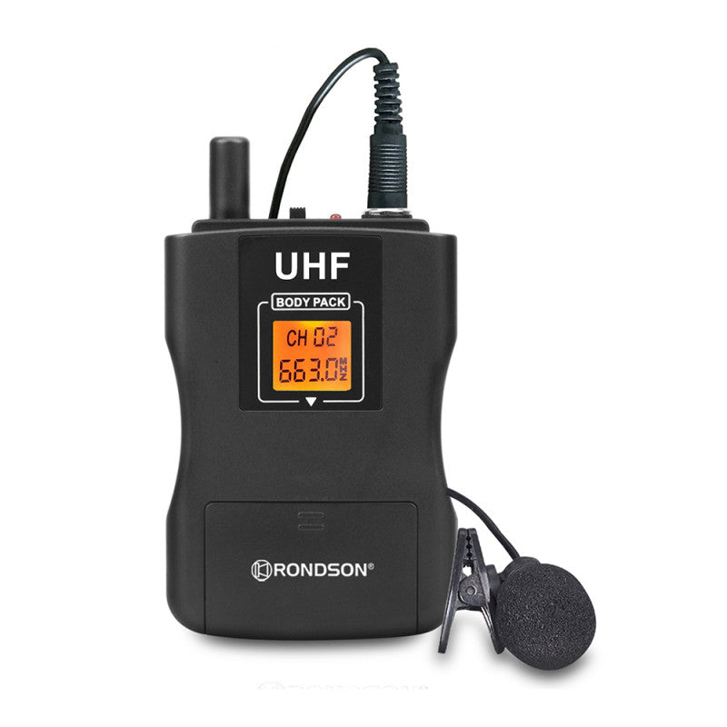 Rondson BE-1020/2BP-3 655 / 669 MHz dual diversity UHF set, 2 bodypack with lavalier and headworn microphones + receiver