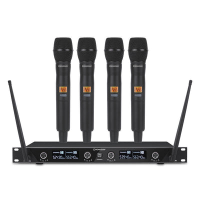 Rondson BE-1040/4MIC-1 506.0 / 517.5 / 531.0 / 546.5 MHz 4-channel diversity UHF set, 4 handheld microphones + receiver