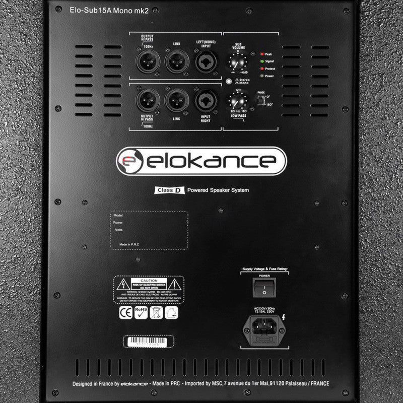 Elokance ELO SUB15A Mono MK2 15" active subwoofer with DSP, 1000 W max