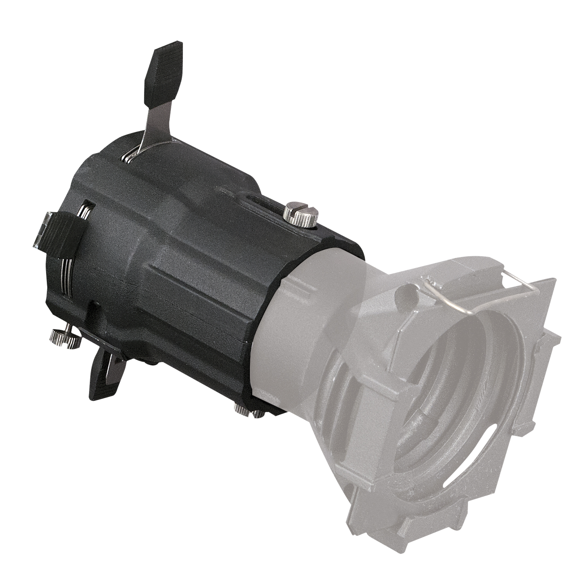 SHOWTEC Shutter Barrel for Performer Profile Mini Black aluminium Shutter Barrel with 4 manually adjustable Shapers Modulo sagomatore a 4 alette regolabili in alluminio nero