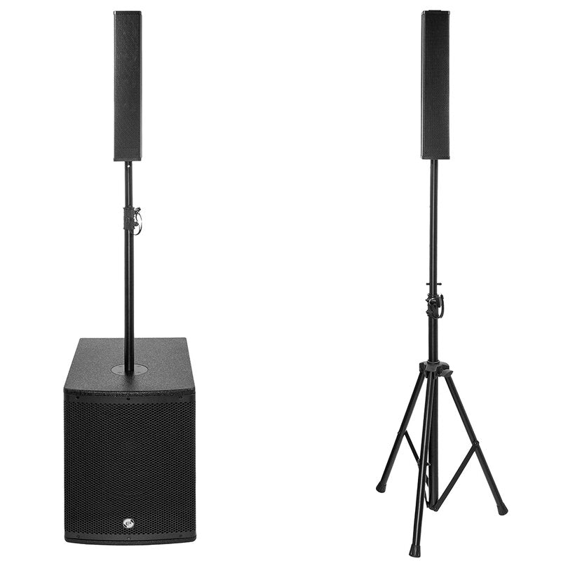 Elokance E-SLIM 212 ELOKANCE 1600 W active sound system with 12" subwoofer and 2 "slim" columns satellites with 4 x 3" drivers each