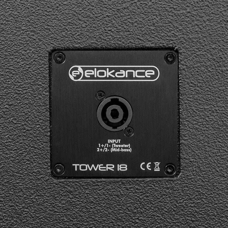 Elokance Tower 18 3400 W max. PA professional loudspeaker, 1 x  46 cm subwoofer,  4 x 8" mid-range speakers, 1 x 1,5" tweeter, SPL max. 141 dB