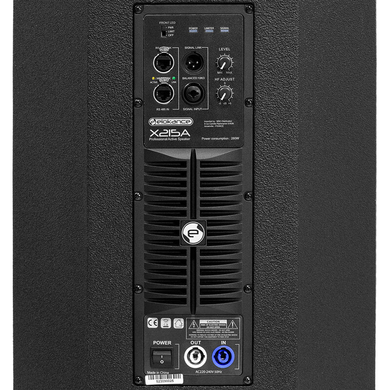 Elokance X215A 1800 W RMS professional active PA loudspeaker, 2 x 15" woofers, 1 x 1.4" tweeter, DSP