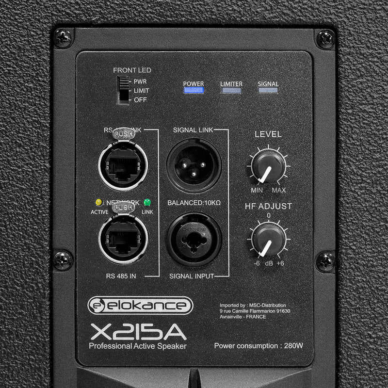 Elokance X215A 1800 W RMS professional active PA loudspeaker, 2 x 15" woofers, 1 x 1.4" tweeter, DSP
