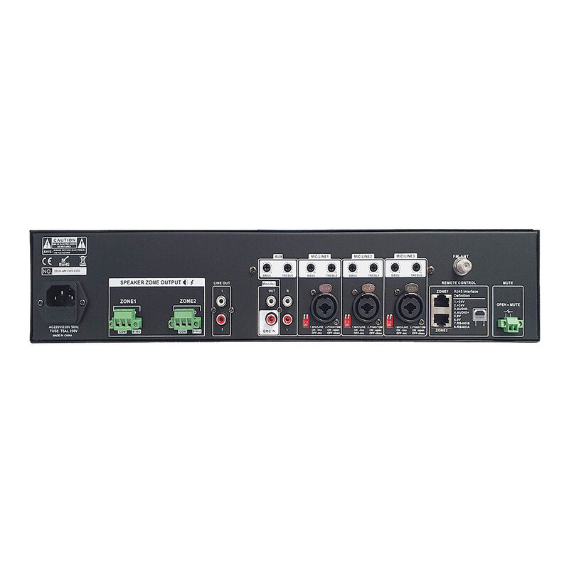 Rondson AM-2120-2 2 x 120 W, 100 V, 2-zone matrix amplifier, FM tuner module and MP3, USB and SD player, Bluetooth receiver