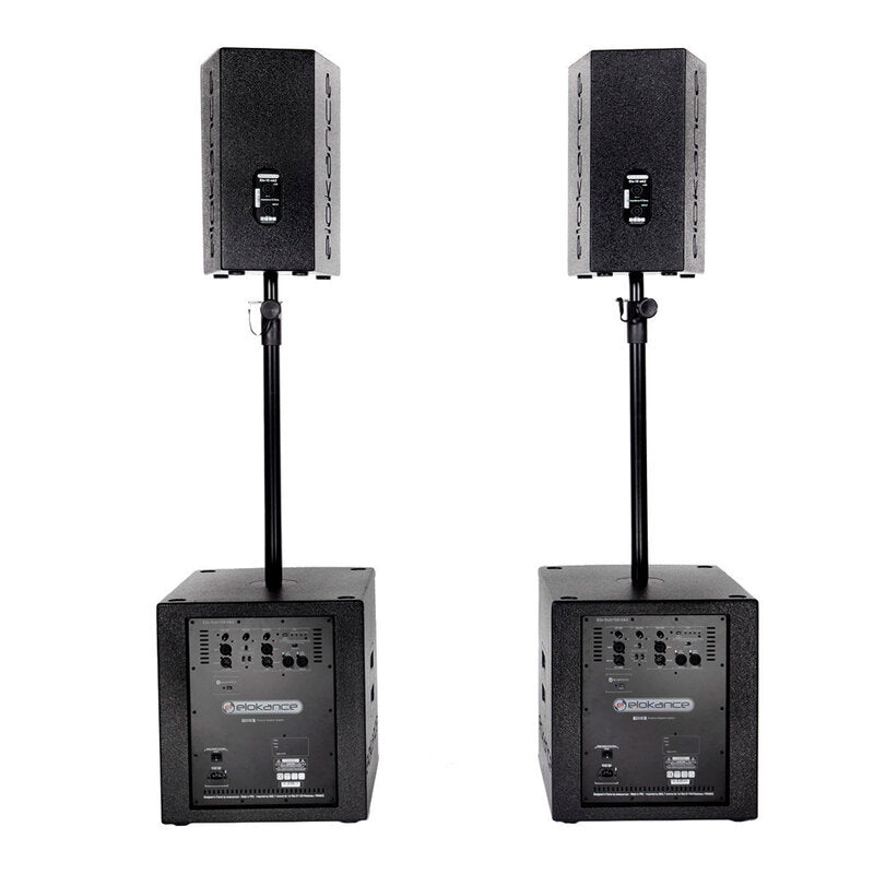 Elokance ELO 1300 MK2 1300 W RMS PA loudspeaker system consisting of 2 x ELO 10 MK2 satellites and 2 x ELO SUB15A MK2 subwoofers, DSP