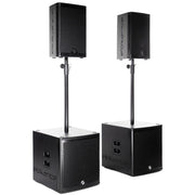 Elokance ELO 1300 MK2 1300 W RMS PA loudspeaker system consisting of 2 x ELO 10 MK2 satellites and 2 x ELO SUB15A MK2 subwoofers, DSP