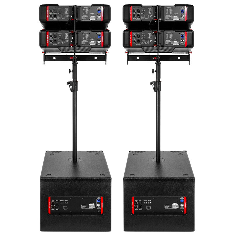 Elokance SLA System Ready to use Line Array system composed of 4 x SLA 206A satellites and 2 x SLA 115SA subwoofers from elokance, 3400 W RMS / 6800 W max.
