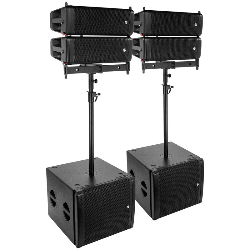 Elokance SLA System Ready to use Line Array system composed of 4 x SLA 206A satellites and 2 x SLA 115SA subwoofers from elokance, 3400 W RMS / 6800 W max.