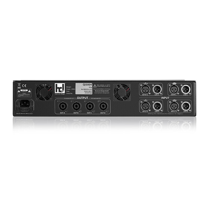 Harmonic Design Qi5002 2 x 500 W Class-D installation amplifier, 4 IN, 2 OUT, DSP, FIR filters