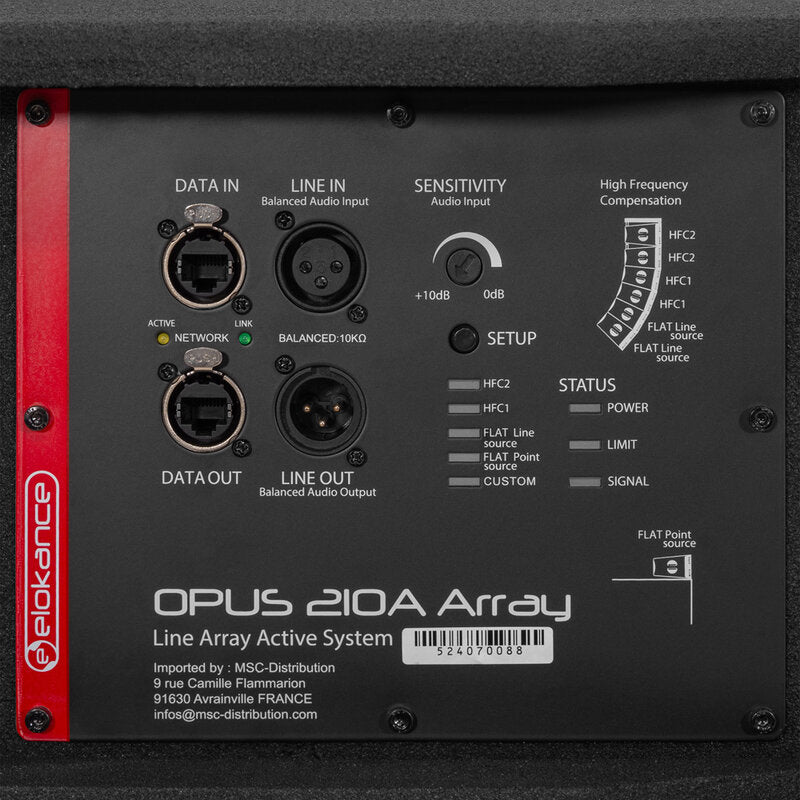 Elokance Opus 210A Array Active array module, 2 x 10" woofer + 3" tweeter, 700 W RMS, built-in DSP, 100° x 15° dispersion
