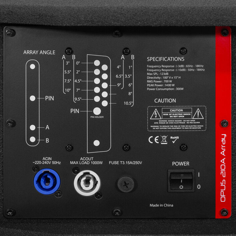 Elokance Opus 210A Array Active array module, 2 x 10" woofer + 3" tweeter, 700 W RMS, built-in DSP, 100° x 15° dispersion