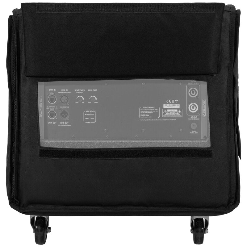 Elokance SLA 115SA cover Carrying case for elokance SLA 115SA subwoofer, robust protection, integrated roller tray, openings for handles and secure closure