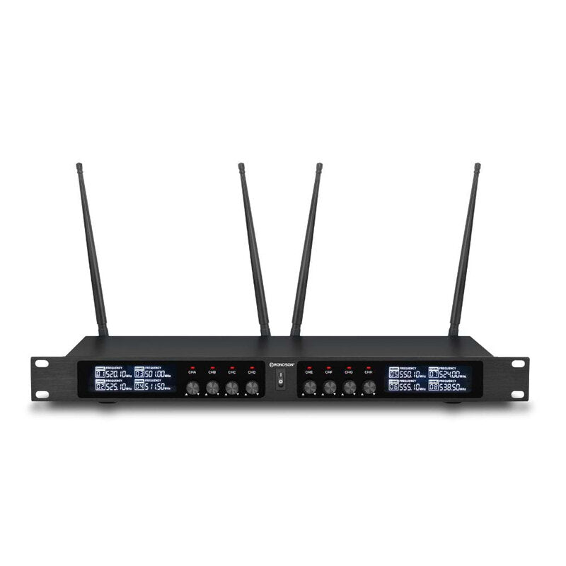 Rondson BE-20CONF-2 Wireless conference system with 8 microphone stations and a receiving station, frequencies from 607.1 to 687.1 MHz