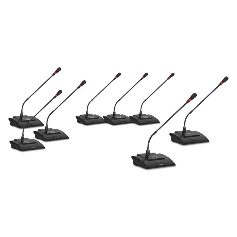 Rondson BE-20CONF-2 Wireless conference system with 8 microphone stations and a receiving station, frequencies from 607.1 to 687.1 MHz