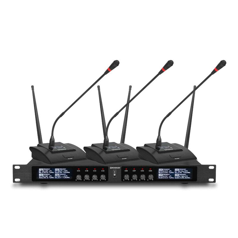 Rondson BE-20CONF-2 Wireless conference system with 8 microphone stations and a receiving station, frequencies from 607.1 to 687.1 MHz