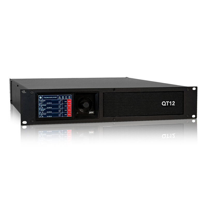 Harmonic Design QT12-ETH 4 × 3000 W RMS on 4 ohm power amplifier, DSP, FIR filters, Ethernet, AES3, Dante