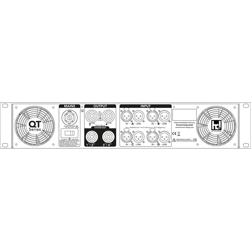 Harmonic Design SpaceAMP1000 4 x 250 W install amplifier, analog and Dante inputs, Ethernet, DSP, matrix