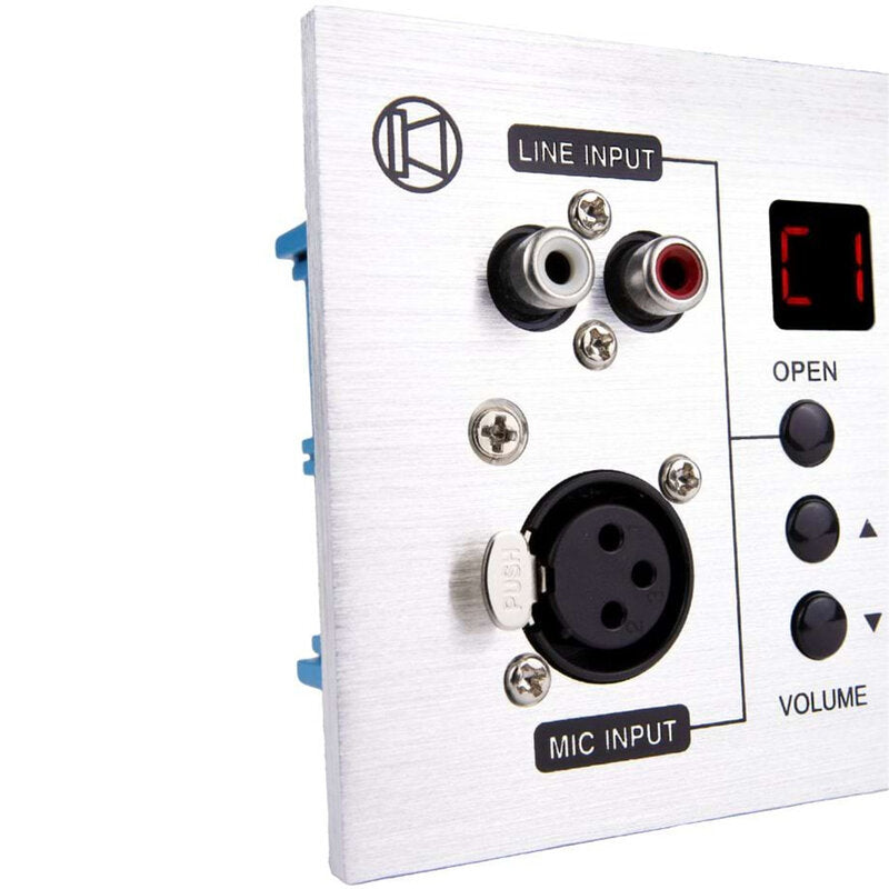 Rondson AMX-4C Wall-mounted player connected to the AMX-4 amplifiers series with the option of adding an XLR MIC input and an RCA line input