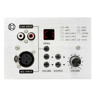 Rondson AMX-4C Wall-mounted player connected to the AMX-4 amplifiers series with the option of adding an XLR MIC input and an RCA line input