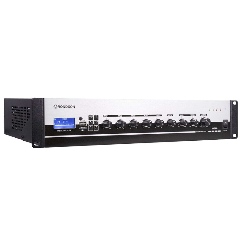 Rondson AM-350D 350 W multimedia mixing amplifier, 70 / 100 V, 19" 2U rack unit , Bluetooth, USB, TF, FM radio