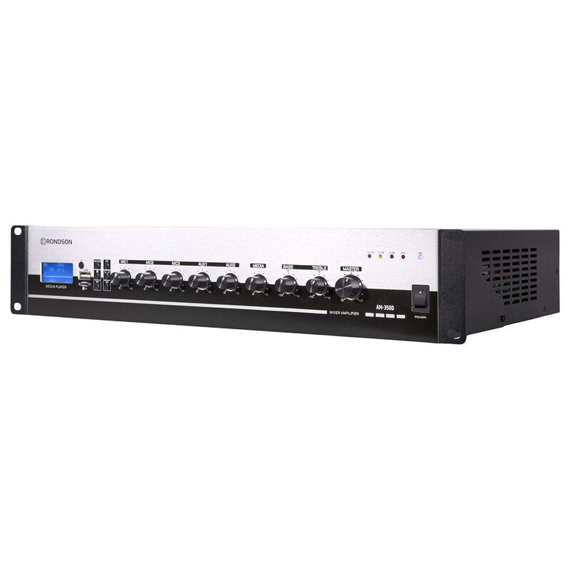 Rondson AM-350D 350 W multimedia mixing amplifier, 70 / 100 V, 19" 2U rack unit , Bluetooth, USB, TF, FM radio