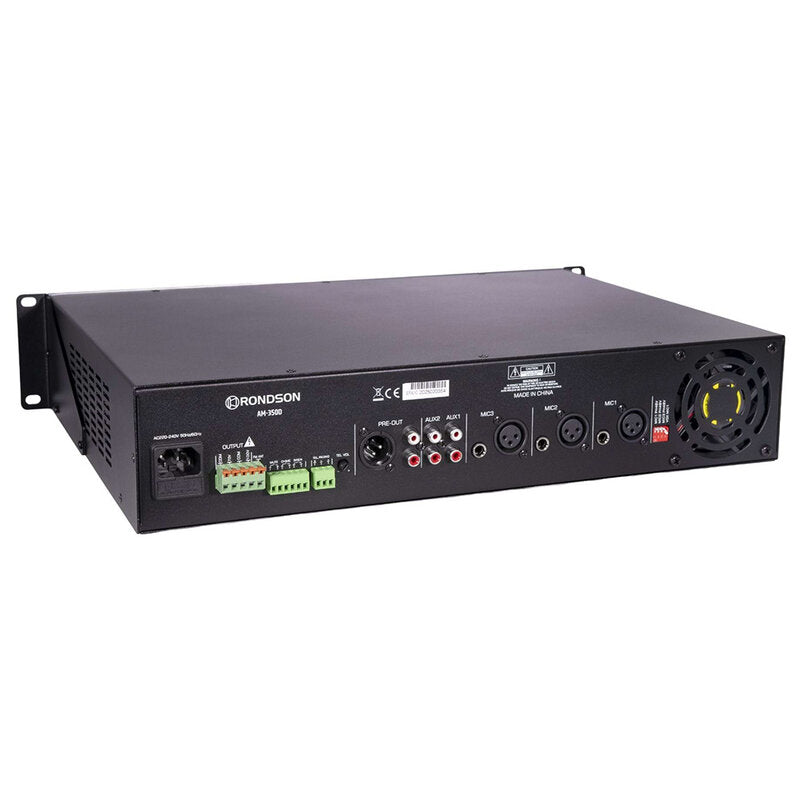 Rondson AM-350D 350 W multimedia mixing amplifier, 70 / 100 V, 19" 2U rack unit , Bluetooth, USB, TF, FM radio