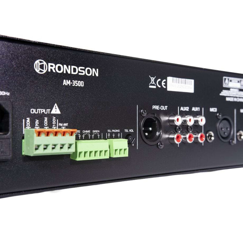 Rondson AM-350D 350 W multimedia mixing amplifier, 70 / 100 V, 19" 2U rack unit , Bluetooth, USB, TF, FM radio