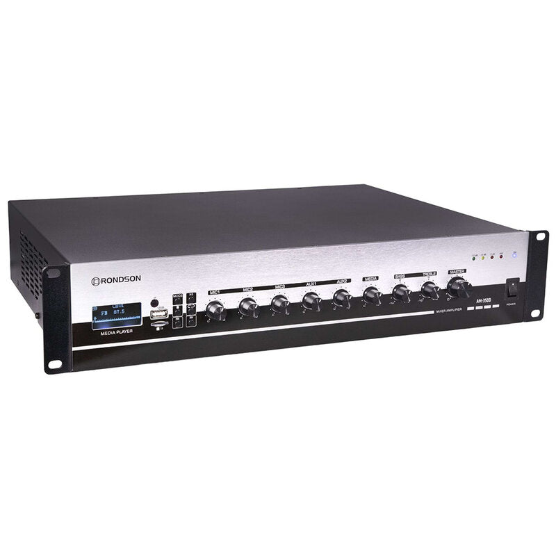 Rondson AM-350D 350 W multimedia mixing amplifier, 70 / 100 V, 19" 2U rack unit , Bluetooth, USB, TF, FM radio