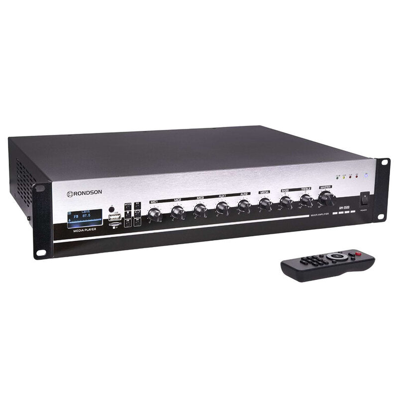 Rondson AM-350D 350 W multimedia mixing amplifier, 70 / 100 V, 19" 2U rack unit , Bluetooth, USB, TF, FM radio