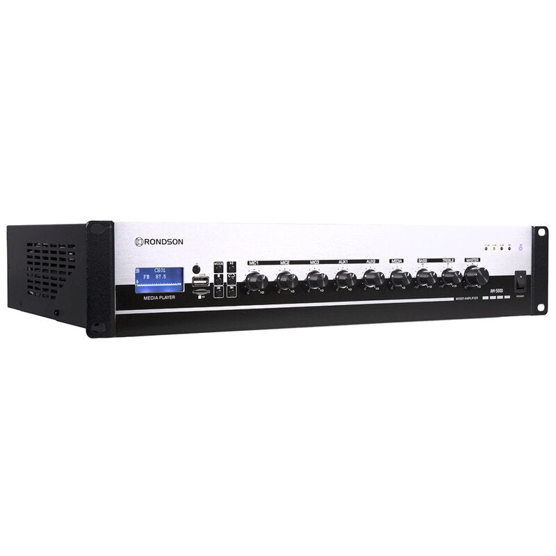 Rondson AM-500D 500 W multimedia mixing amplifier, 70 / 100 V, 19" 2U rack unit , Bluetooth, USB, TF, FM radio