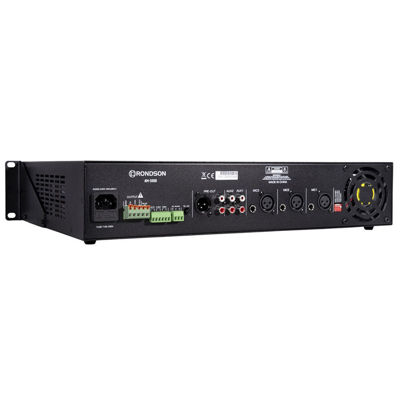Rondson AM-500D 500 W multimedia mixing amplifier, 70 / 100 V, 19" 2U rack unit , Bluetooth, USB, TF, FM radio
