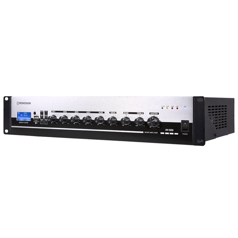 Rondson AM-500D 500 W multimedia mixing amplifier, 70 / 100 V, 19" 2U rack unit , Bluetooth, USB, TF, FM radio