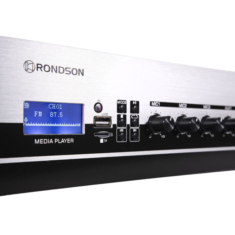 Rondson AM-500D 500 W multimedia mixing amplifier, 70 / 100 V, 19" 2U rack unit , Bluetooth, USB, TF, FM radio