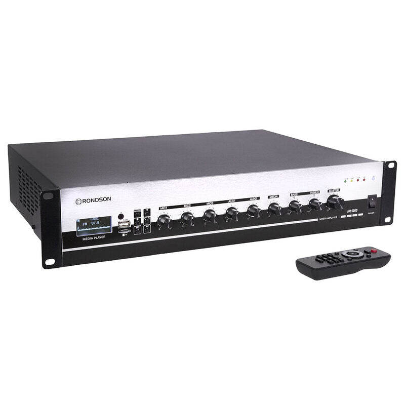 Rondson AM-500D 500 W multimedia mixing amplifier, 70 / 100 V, 19" 2U rack unit , Bluetooth, USB, TF, FM radio