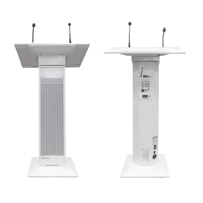 Rondson CSV-540R/U-899H 100 W active lecterne speaker column with handheld and gooseneck microphone, voice priority function,  built-in MP3 player module, white
