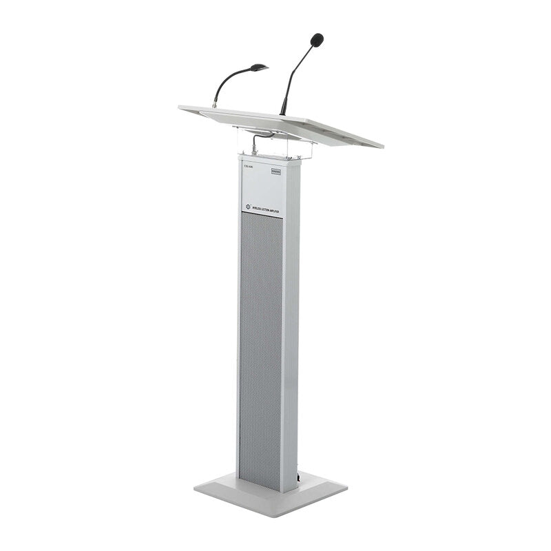 Rondson CSV-540R/U-899H 100 W active lecterne speaker column with handheld and gooseneck microphone, voice priority function,  built-in MP3 player module, white