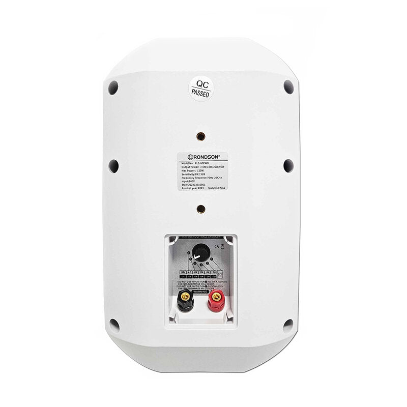 Rondson PLS-60WPB 60 W weatherproof wallmount loudspeakers, 2 ways, 6" WF + TW, ABS case + aluminium grille, white