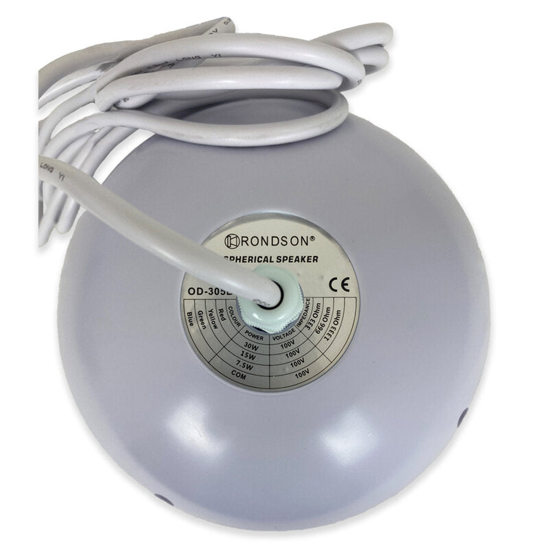 Rondson OD-305B 30 W, 100 V, suspended spherical loudspeakers, white